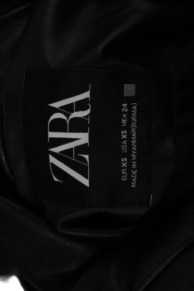 Zara Womens Quilted Puffer Jacket Black High Neck Long Sleeve Size XS