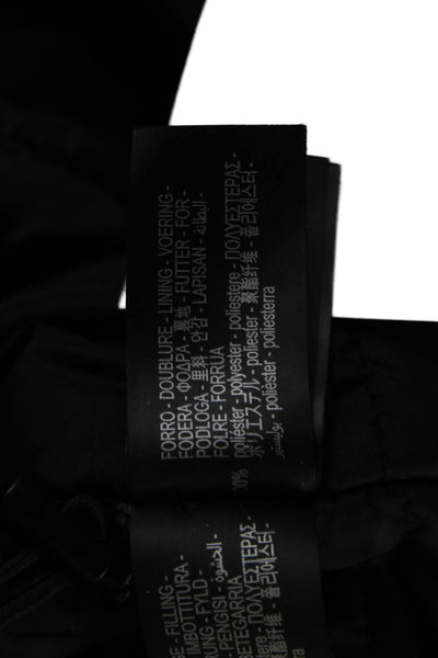 Zara Mens Parka Jacket Black Button High Neck Polyester Size M