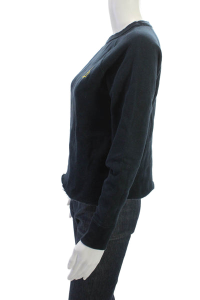Isabel Marant Etoile Women Dark Blue Crew Neck Pullover Sweatshirt Size 34
