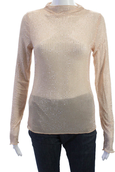 Intimately Free People Womens Beige Mock Neck Long Sleeve Top Size S