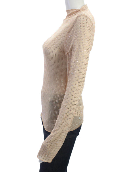 Intimately Free People Womens Beige Mock Neck Long Sleeve Top Size S