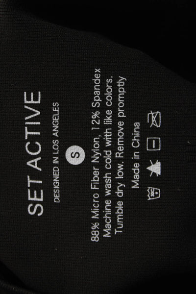 Set Active Women Biker Shorts Black 88% Microfiber Nylon 12% Spandex Size S