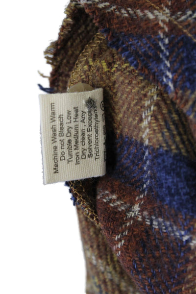 Road To Nowhere Women Blue Plaid Collared Cotton Jacket Long Sleeve Size S