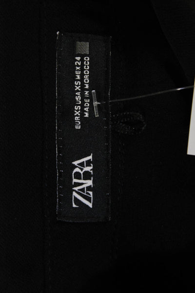 Zara Women Black Collared Long Sleeve Button Up Blouse Polyester Size XS