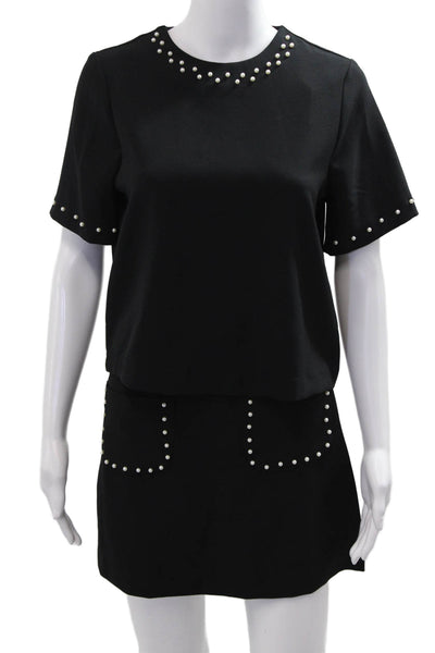 Zara Women Mini A-Line Set Black Round Neck Short Sleeve Solid Size XS