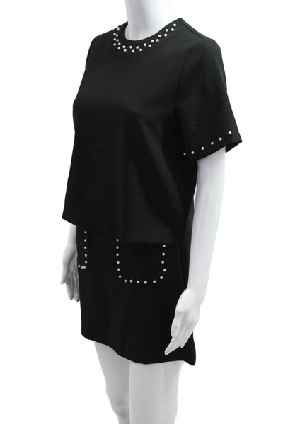 Zara Women Mini A-Line Set Black Round Neck Short Sleeve Solid Size XS
