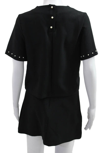 Zara Women Mini A-Line Set Black Round Neck Short Sleeve Solid Size XS