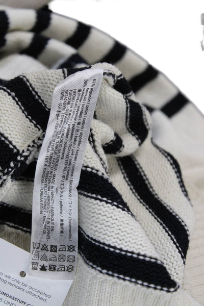 Zara Women Pullover Striped Crew Neck Beige Sweater Long Sleeve Size M