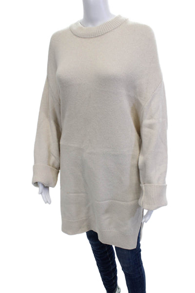 Zara Women Pullover Sweater Beige Crew Neck Long Sleeve Cotton Acrylic Size M