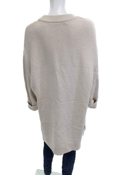 Zara Women Pullover Sweater Beige Crew Neck Long Sleeve Cotton Acrylic Size M
