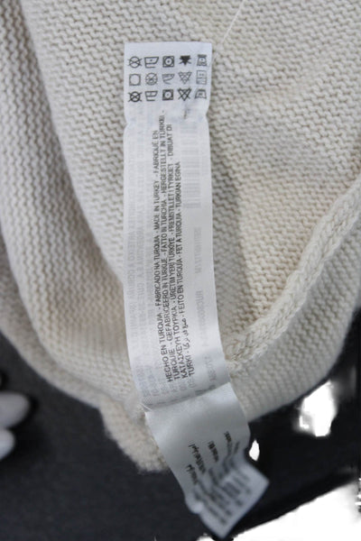 Zara Women Pullover Sweater Beige Crew Neck Long Sleeve Cotton Acrylic Size M