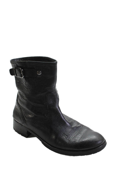 Via Spiga Womens Leather Buckle Closure Ankle Boots Black Size 7.5 Medium