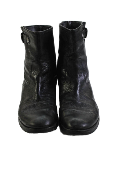 Via Spiga Womens Leather Buckle Closure Ankle Boots Black Size 7.5 Medium