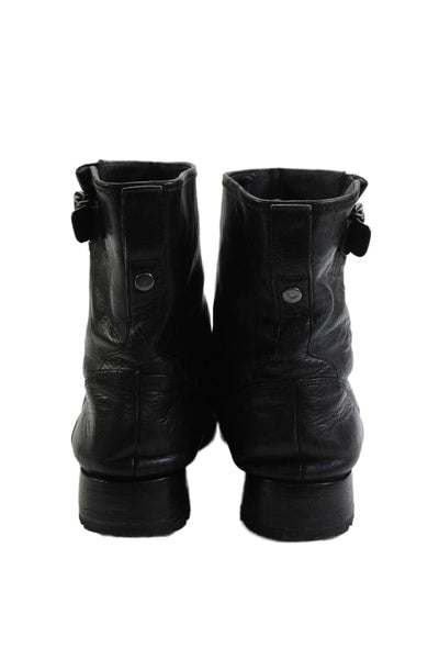 Via Spiga Womens Leather Buckle Closure Ankle Boots Black Size 7.5 Medium