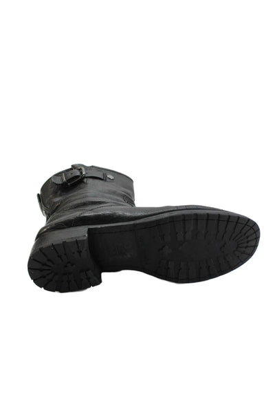 Via Spiga Womens Leather Buckle Closure Ankle Boots Black Size 7.5 Medium