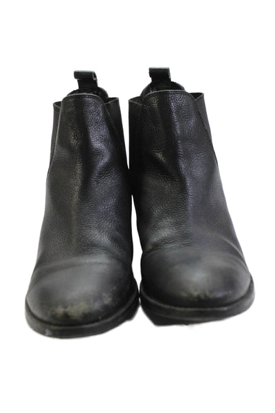 Zara Woman Womens Leather Stretch Inset Pull On Ankle Boots Black Size 38 8