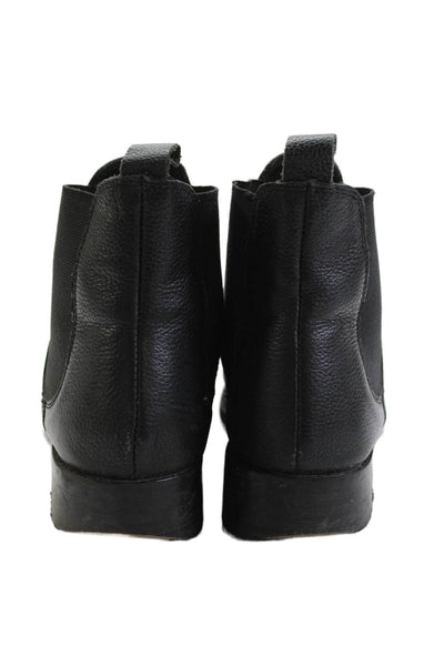 Zara Woman Womens Leather Stretch Inset Pull On Ankle Boots Black Size 38 8