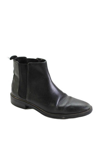 Zara Woman Womens Leather Stretch Inset Ankle Boots Black Size 38 8