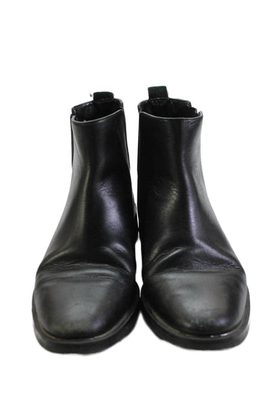 Zara Woman Womens Leather Stretch Inset Ankle Boots Black Size 38 8