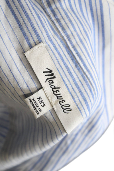 Madewell Women Basic Striped Cotton Collared Button Blouse Long Sleeve Size 2XS