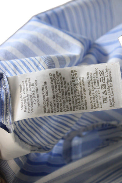 Madewell Women Basic Striped Cotton Collared Button Blouse Long Sleeve Size 2XS