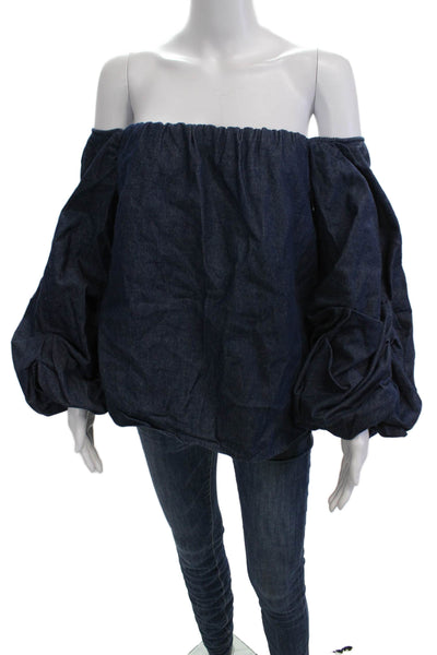 Petersyn Womens Bohemian Solid Dark Blue Cotton Long Sleeve Blouse Size M