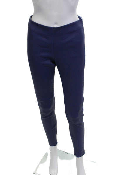 Victoria Beckham Women Ankle Jegging Leather Pants Purple Zip Size 28