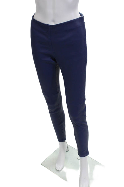 Victoria Beckham Women Ankle Jegging Leather Pants Purple Zip Size 28