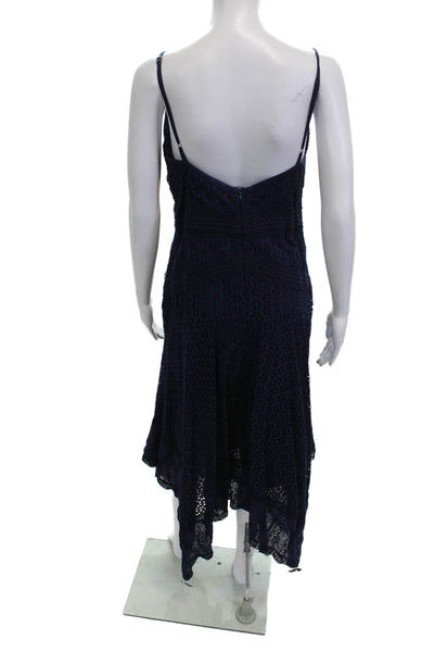 Love Sam Womens Slip Dress Dark Blue Cotton V Neck Sleeveless Midi Size M