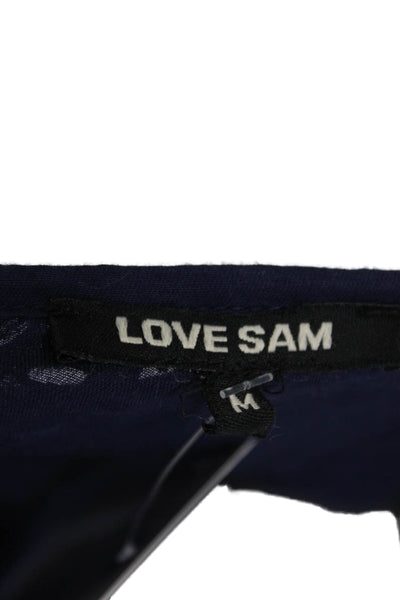 Love Sam Womens Slip Dress Dark Blue Cotton V Neck Sleeveless Midi Size M