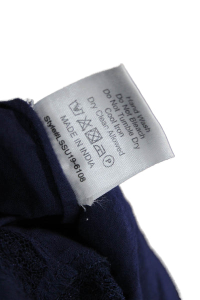Love Sam Womens Slip Dress Dark Blue Cotton V Neck Sleeveless Midi Size M