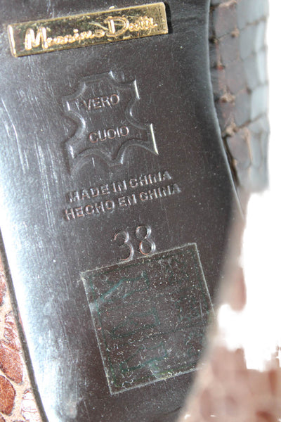 Massimo Dutti Womens Textured Slip On Heels Brown Size 38 8