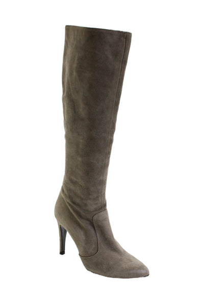 Alberto Zago Womens Suede Pointed Toe Zip Up Boots Gray Size 37 7