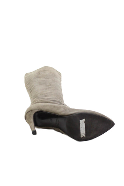 Alberto Zago Womens Suede Pointed Toe Zip Up Boots Gray Size 37 7