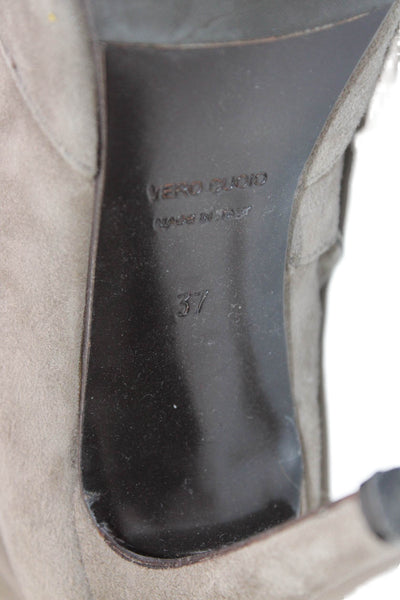 Alberto Zago Womens Suede Pointed Toe Zip Up Boots Gray Size 37 7
