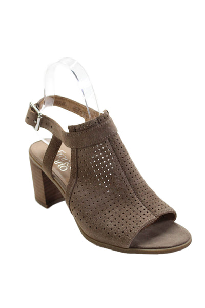 Franco Sarto Womens Suede Harlet 2 Slingbacks Sandal Heels Brown Size 5.5 Medium