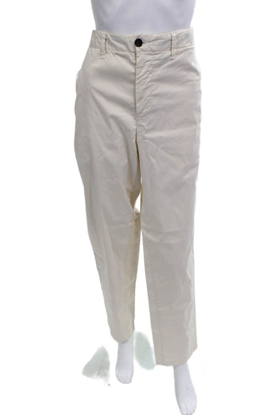 White Sand Mens Beige Chino Khakis Cotton Silk Solid Beach Button Size 50