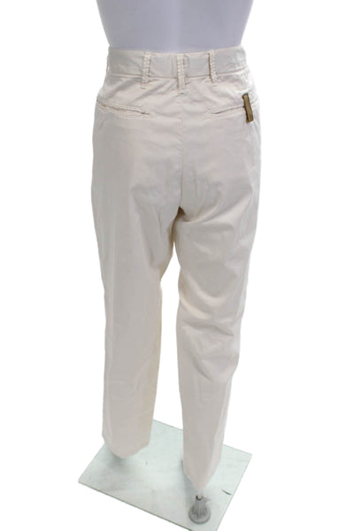 White Sand Mens Beige Chino Khakis Cotton Silk Solid Beach Button Size 50