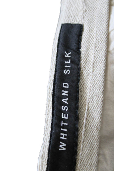 White Sand Mens Beige Chino Khakis Cotton Silk Solid Beach Button Size 50