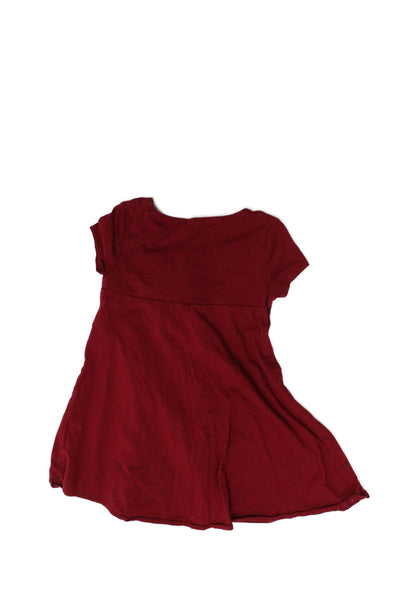 Ralph Lauren Girls Cotton Short Sleeve Round Neck A-Line Mini Dress Red Size 5