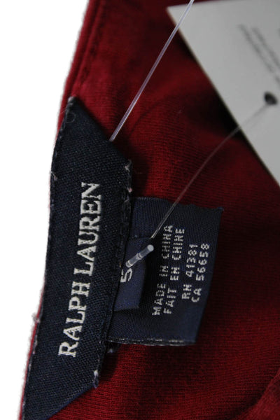 Ralph Lauren Girls Cotton Short Sleeve Round Neck A-Line Mini Dress Red Size 5