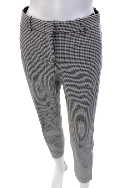 Theory Womens Cropped Ankle Dress Pants Black Check Size 2