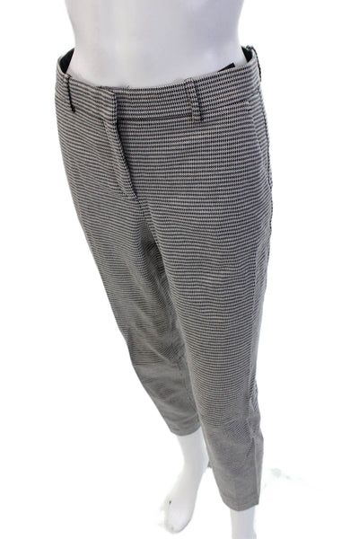 Theory Womens Cropped Ankle Dress Pants Black Check Size 2