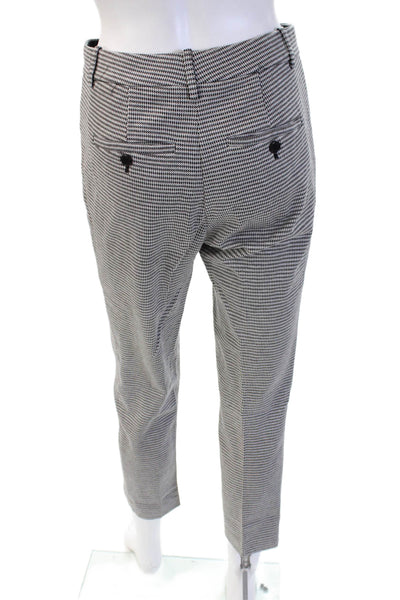 Theory Womens Cropped Ankle Dress Pants Black Check Size 2