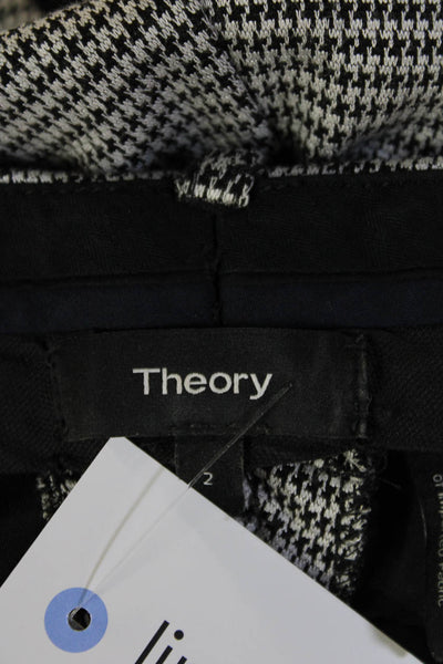 Theory Womens Cropped Ankle Dress Pants Black Check Size 2