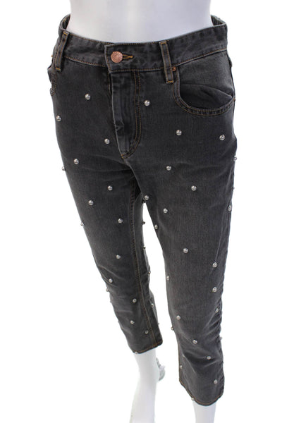 Isabel Marant Etoile Womens Ankle Cropped Jeans Dark Gray Cotton Size 25