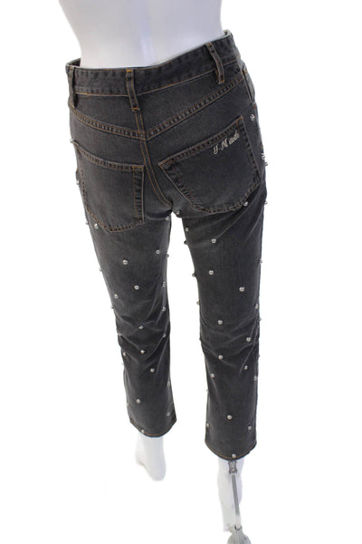 Isabel Marant Etoile Womens Ankle Cropped Jeans Dark Gray Cotton Size 25