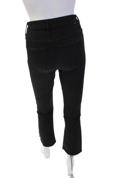 Mother Women Ankle Skinny Jeans Black Mid Rise Button Size 24