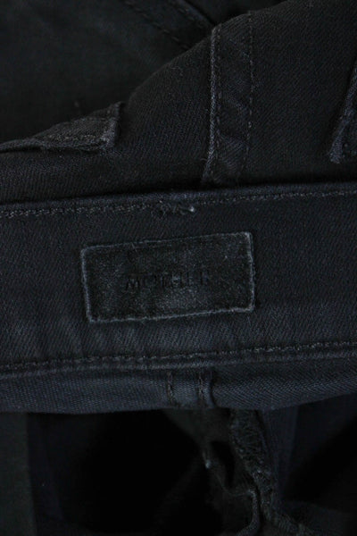 Mother Women Ankle Skinny Jeans Black Mid Rise Button Size 24