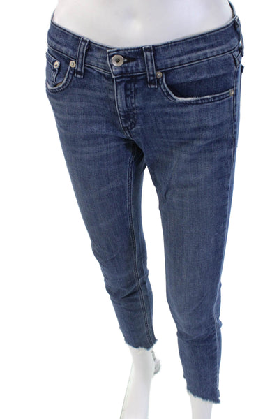 Rag & Bone Women Ankle Cropped Skinny Jeans Dark Blue Petite Size 23